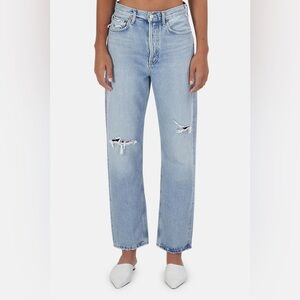 AGOLDE 90s Midrise Loose Fit Jeans In The Colour Captured Size 24 Ripped Knees